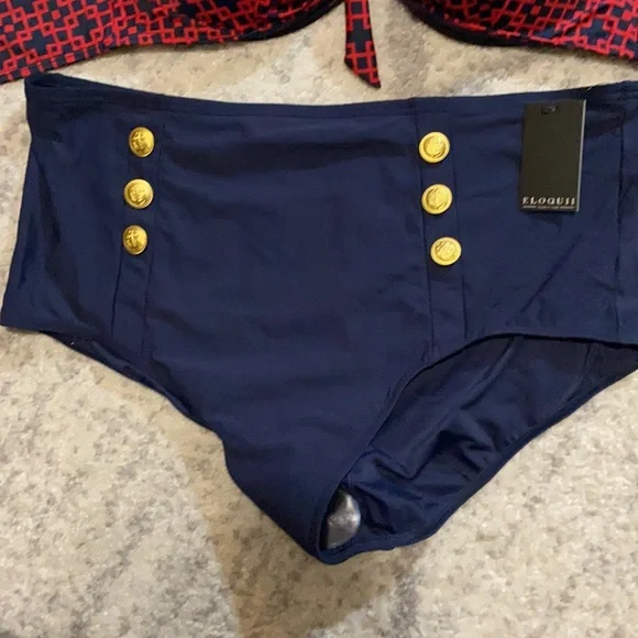 NWT ELOQUII Navy and Red Two Piece Bathing Suit 🔥 - Picture 2 of 10